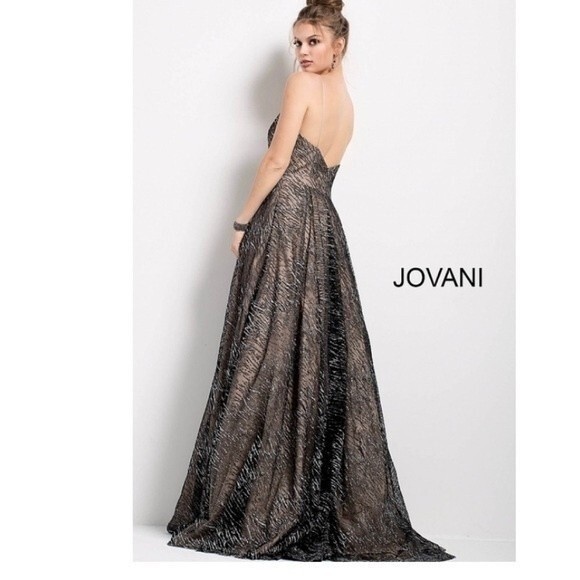 Jovani Silver Glitter Embellished Nude Gown 4 - Picture 3 of 16